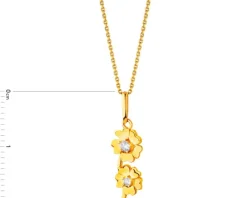 Złota zawieszka z cyrkoniami - kwiaty