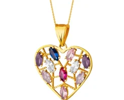 Złota zawieszka z cyrkoniami - serce