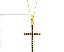 Złota zawieszka z cyrkoniami - krzyż