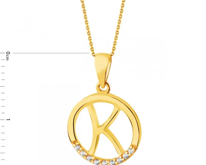 Złota zawieszka z cyrkoniami - Litera K