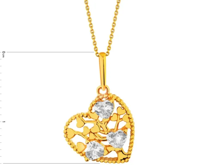 Złota zawieszka z cyrkoniami - serca