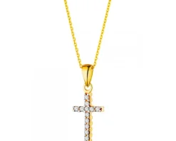 Złota zawieszka z cyrkoniami  - krzyż