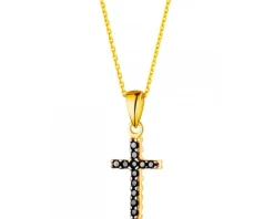 Złota zawieszka z cyrkoniami  - krzyż