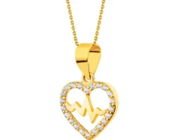 Złota zawieszka z cyrkoniami - serce, EKG serca