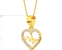 Złota zawieszka z cyrkoniami - serce, EKG serca