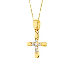 Złota zawieszka z cyrkoniami - krzyż