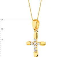 Złota zawieszka z cyrkoniami - krzyż