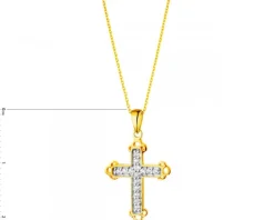 Złota zawieszka z cyrkoniami  - krzyż
