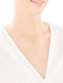 Złota zawieszka z cyrkoniami  - krzyż