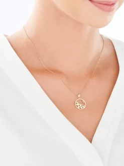 Złota zawieszka z cyrkoniami - koło, serca