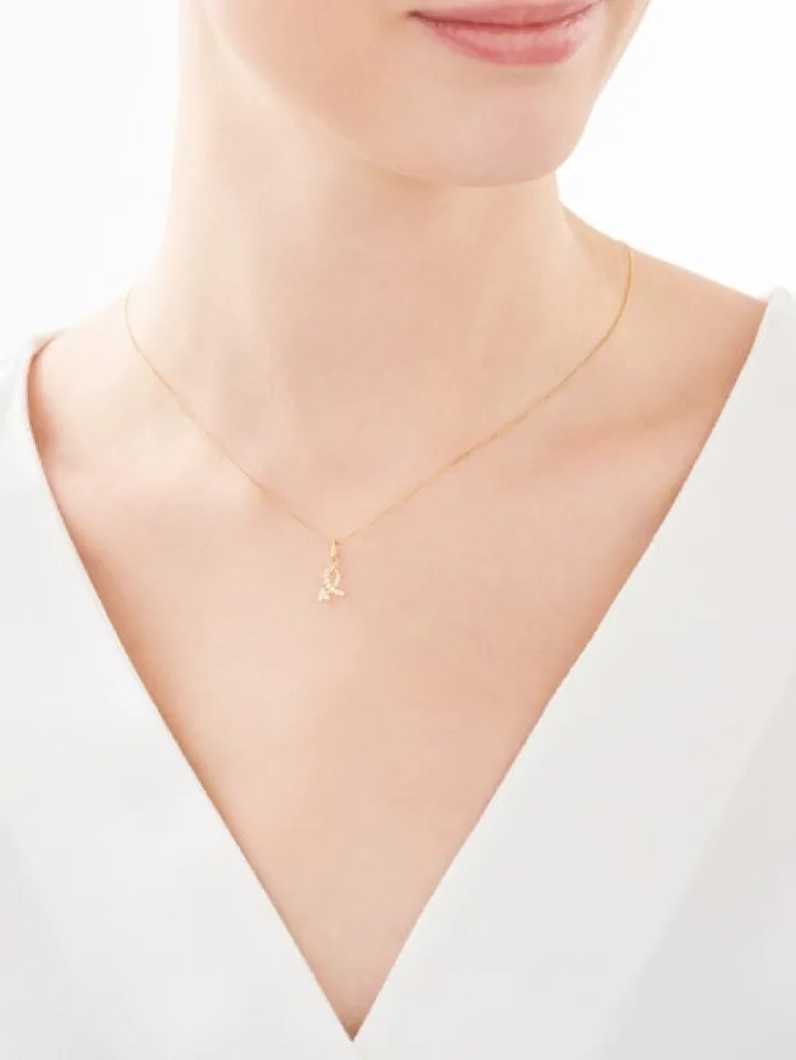 Złota zawieszka z cyrkoniami