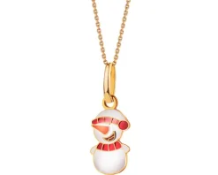 Złota zawieszka z emalią - bałwanek