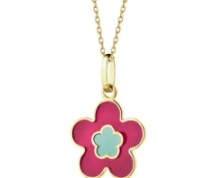 Złota zawieszka z emalią - kwiat