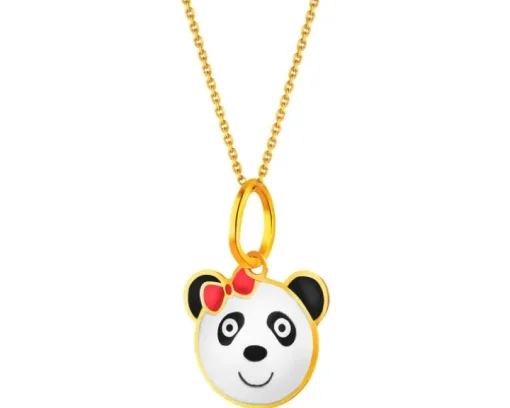 Złota zawieszka z emalią -  miś panda