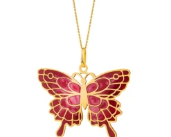 Złota zawieszka z emalią - motyl