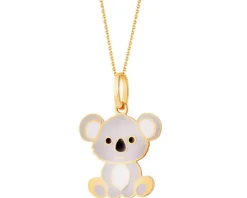 Złota zawieszka z emalią - miś koala