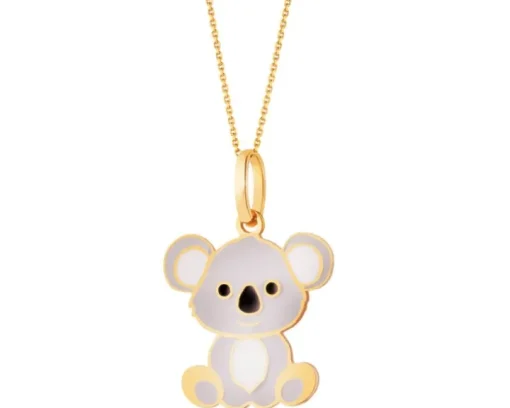 Złota zawieszka z emalią - miś koala