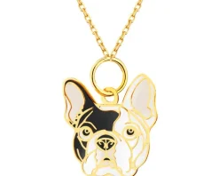 Złota zawieszka z emalią - piesek