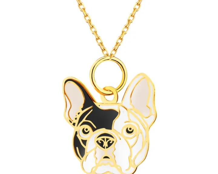 Złota zawieszka z emalią - piesek