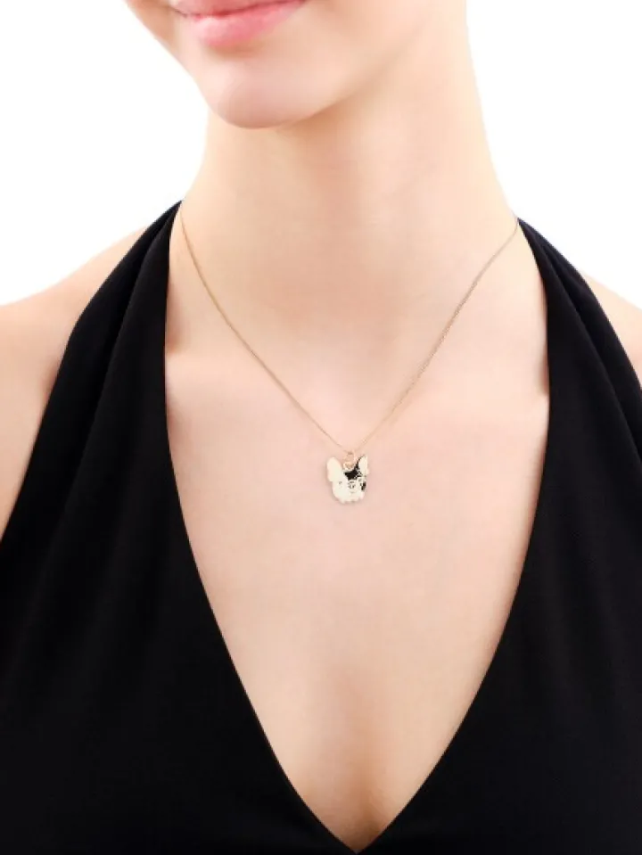 Złota zawieszka z emalią - piesek