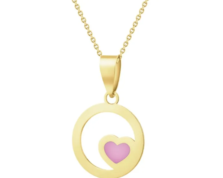 Złota zawieszka z emalią - serce
