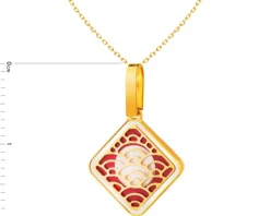 Złota zawieszka z emalią i masą perłową