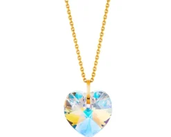 Złota zawieszka z kryształem syntetycznym - serce