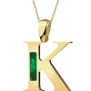 Złota zawieszka z masą malachitową - litera K