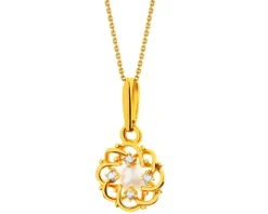 Złota zawieszka z perłą i cyrkoniami