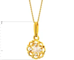 Złota zawieszka z perłą i cyrkoniami