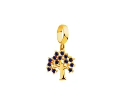 Złota zawieszka z szafirami syntetycznymi beads - drzewko
