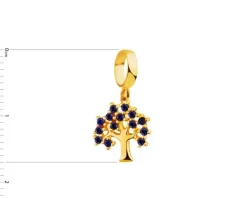 Złota zawieszka z szafirami syntetycznymi beads - drzewko