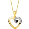 Złota zawieszka z szafirem syntetycznym i cyrkoniami - serce