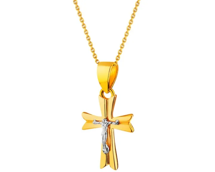 Złota zawieszka z wizerunkiem Chrystusa - krzyż