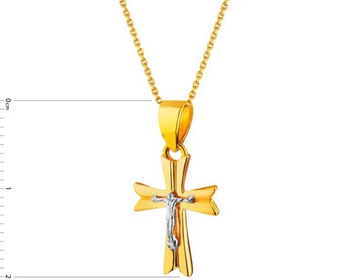 Złota zawieszka z wizerunkiem Chrystusa - krzyż