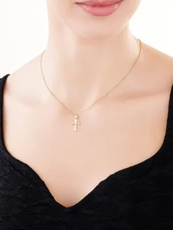 Złota zawieszka z wizerunkiem Chrystusa - krzyż