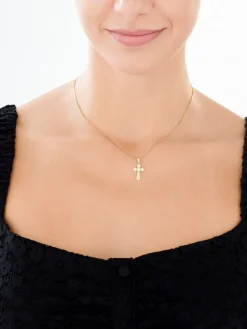 Złota zawieszka z wizerunkiem Chrystusa - krzyż