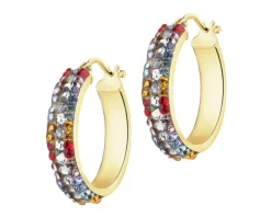 Złote kolczyki - koła, szkło szlifowane