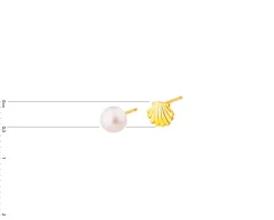 Złote kolczyki - perła, muszla