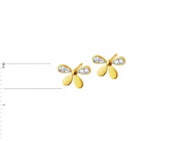 Złote kolczyki cyrkoniami - motyle