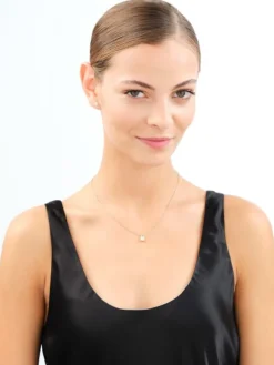 Złote kolczyki i zawieszka z cyrkonią - komplet