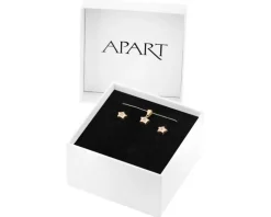 Złote kolczyki i zawieszka z cyrkoniami - komplet - gwiazdy