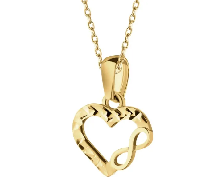 Złote kolczyki i zawieszka - komplet - serca, nieskończoności