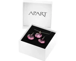 Złote kolczyki i zawieszka z kryształami syntetycznymi - komplet