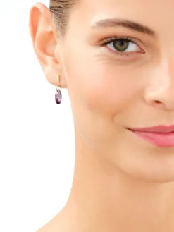 Złote kolczyki i zawieszka z cyrkoniami - komplet