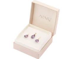 Złote kolczyki i zawieszka z cyrkoniami - komplet