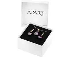 Złote kolczyki i zawieszka z cyrkoniami - komplet