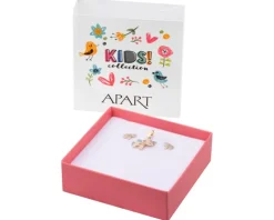 Złote kolczyki i zawieszka z emalią - komplet - jednorożce