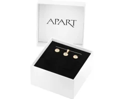 Złote kolczyki i zawieszka z cyrkoniami - komplet