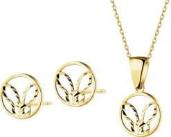 Złote kolczyki i zawieszka - komplet - motyle